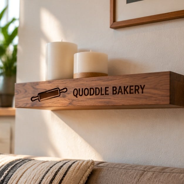Customer photo of a custom floating shelf